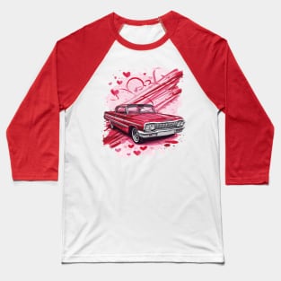 Valentine's Day Red Chevy Impala Art desigm Baseball T-Shirt